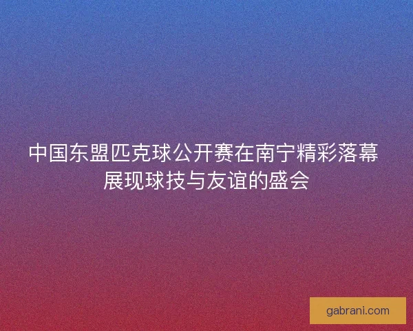 中国东盟匹克球公开赛在南宁精彩落幕 展现球技与友谊的盛会