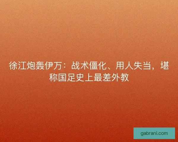 徐江炮轰伊万：战术僵化、用人失当，堪称国足史上最差外教